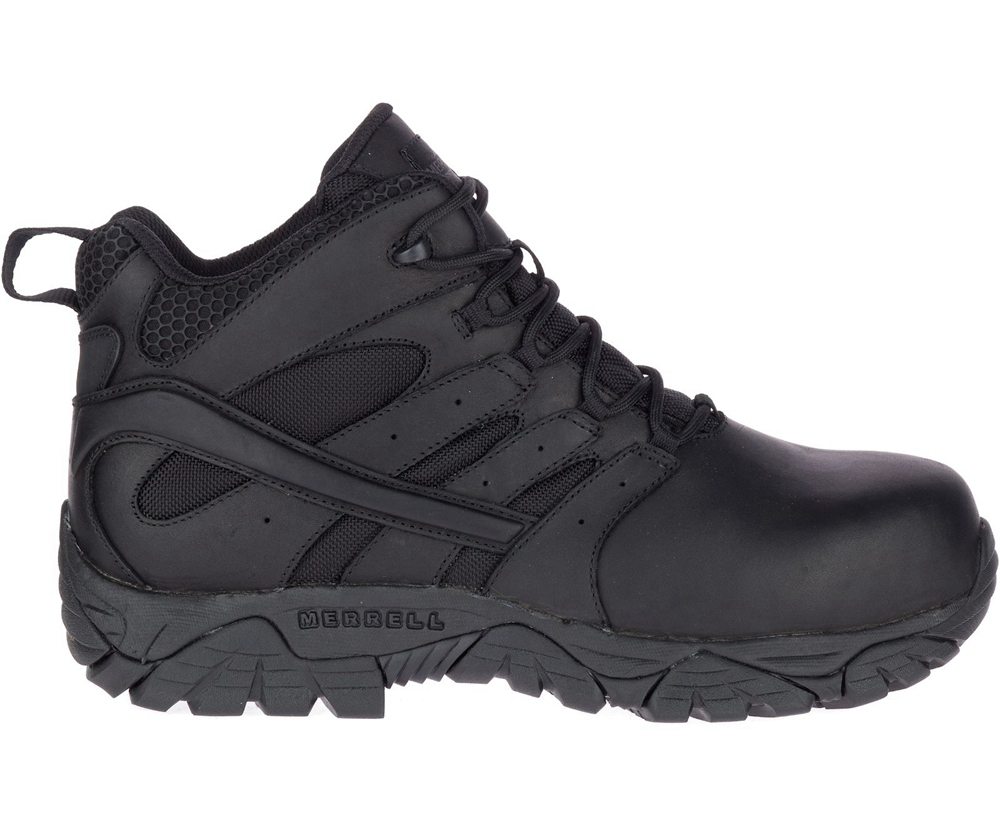 Merrell Boots Black - Moab 2 Mid Tactical Response Waterproof Comp Toe Work - Womens 13EVCWSUB